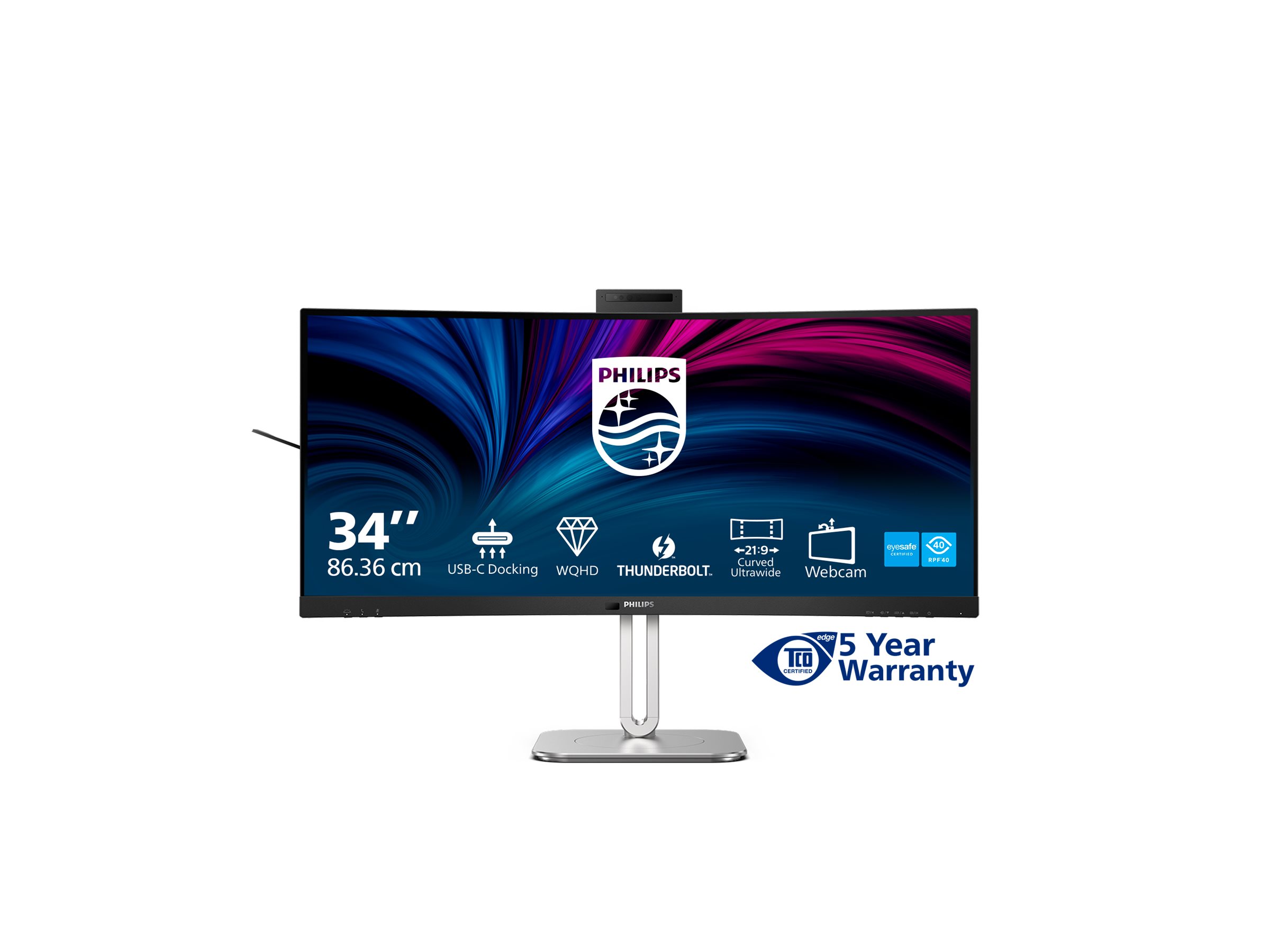 An image of Philips 34B2U6603CH - 6000 Series - LED monitor - curved - 34" - HDR