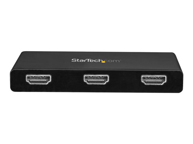 StarTech.com 3-Port Multi Monitor Adapter, USB-C to 3x HDMI Video Splitter, USB Type-C DP 1.2 Alt Mode to HDMI MST Hub, Dual 4K 30Hz or Triple 1080p, Thunderbolt 3 Compatible, Windows Only - Multi Stream Transport (MSTCDP123HD) - Adapter - 24 pin USB-C male to HDMI female - 30 cm - black - 4K30Hz (3840 x 2160) support - for P/N: TB33A1C