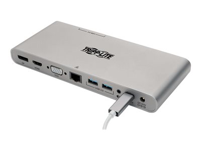 Tripp Lite USB C Docking Station w/ USB-Hub, USB-A/C, HDMI, VGA, DP, Gbe, PD Charging 4K, USB Type-C, USB-C USB Type C, Thunderbolt 3 Compatible - Docking station - USB-C 3.1 / Thunderbolt 3 - VGA, HDMI, DP - GigE