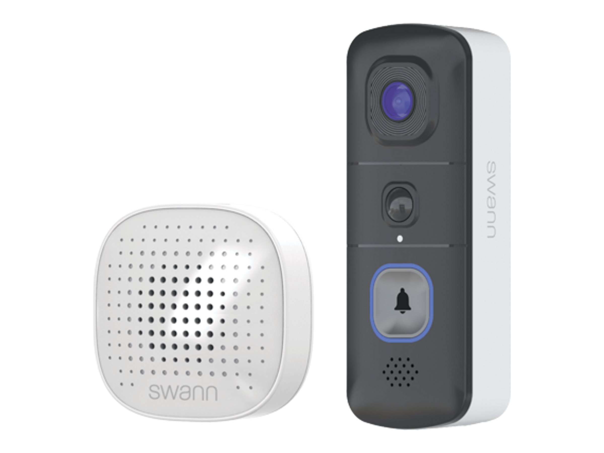 Swann EVO smart doorbell and chime with SwannShield AI voice assistant Product shot Right-angle 80000