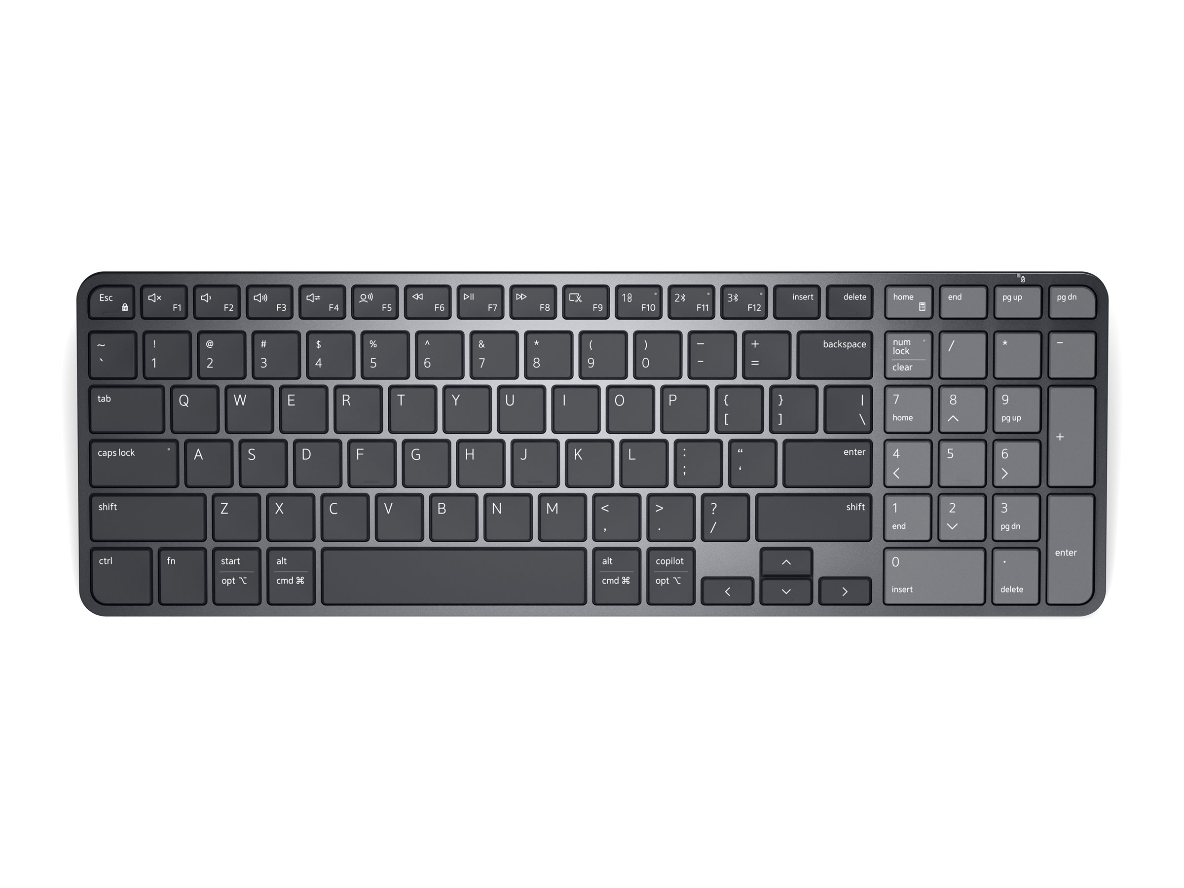 Dell Pro 7 KB746 keyboard rechargeable compact QWERTY US graphite Input Product shot Left-angle 79900