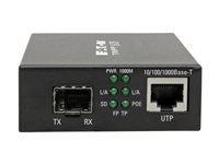 Eaton Tripp Lite Series Gigabit SFP Fiber to Ethernet Media Converter, POE+, International Power Cables, 10/100/1000 Mbps - fibre media converter - 10Mb LAN, 100Mb LAN, 1GbE