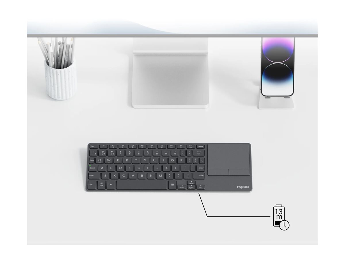 Rapoo E900T keyboard portable mini with touchpad black Input Product shot Front 79200