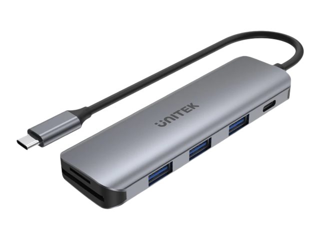 Unitek uHUB P5+ H1107C hub 5 Product shot Left-angle 79300