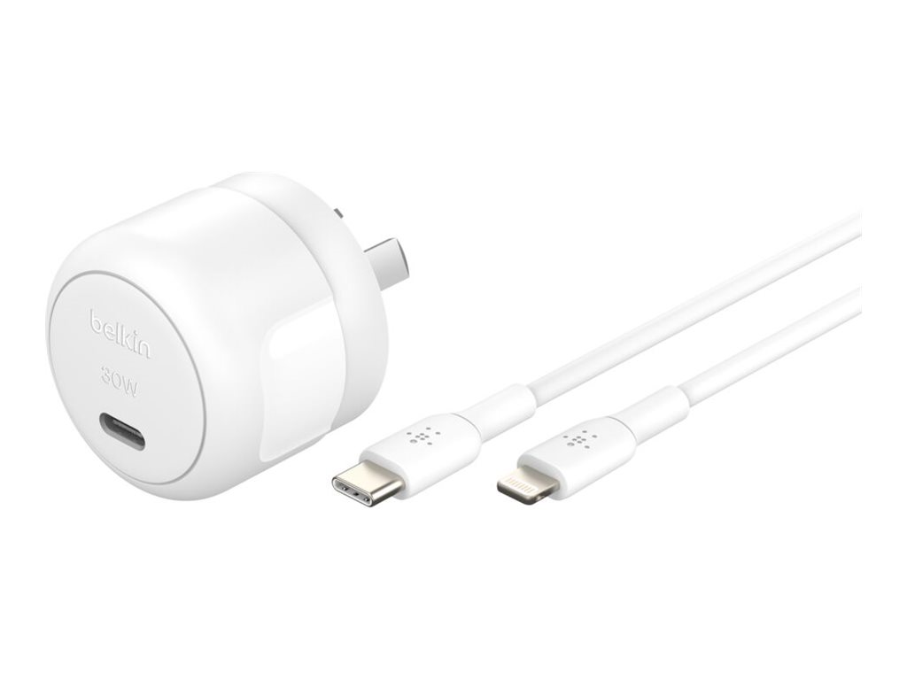 Belkin BoostCharge power adapter 24 pin USB-C 30 Product shot Right-angle 79700