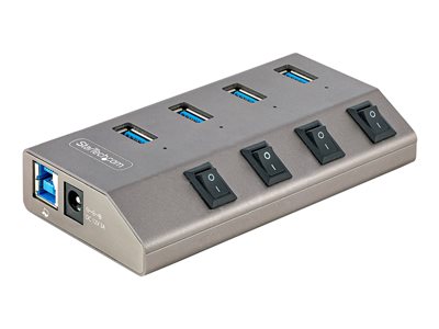 Startech 4-Port Self-Powered USB-C Hub with Individual On/Off Switches, USB 3.0 5Gbps Expansion Hub w/Power Supply, Desktop/Laptop USB-C to USB-A Hub, 4x BC 1.2 (1.5A), USB Type C Hub