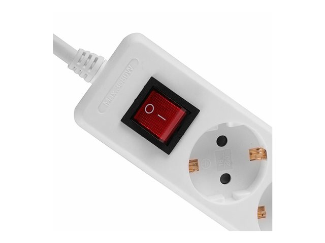 Multiprise 6 prises Schuko avec interrupteur, blanc