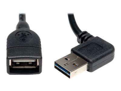 Tripp Lite 18in USB 2.0 High Speed Extension Cable Reversible Right/Left Angle A to A M/F 18