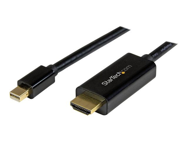 Image of StarTech.com Mini DisplayPort to HDMI converter cable - 3 ft (1m) - mDP to HDMI adapter with built-in cable - (M / M) Ultra HD 4K (MDP2HDMM1MB) - adapter cable - DisplayPort / HDMI - 1 m