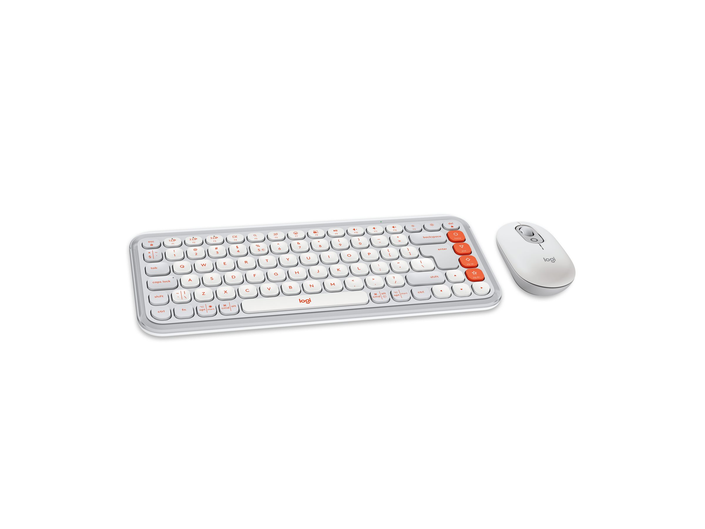 Logitech POP Icon Combo keyboard and mouse set QWERTY English off white orange Input Product shot Front 79950