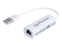 Manhattan USB-A Fast Ethernet Adapter, 10/100 Mbps Network, 480 Mbps (USB 2.0), Hi-Speed USB, RJ45, White, Three Year Warranty, Blister - network adapter - USB 2.0 - Gigabit Ethernet x 1