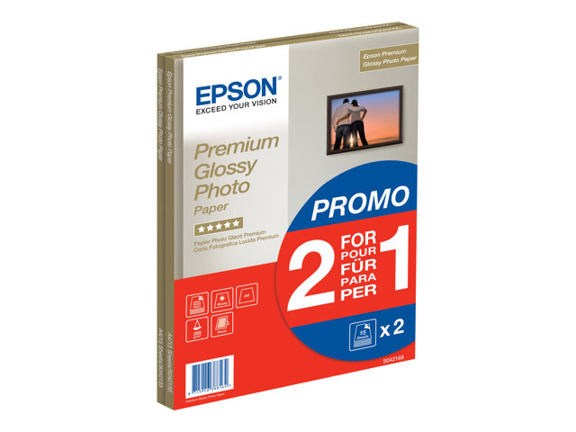 Epson Premium Glossy Photo Paper Bogof Photo Paper Glossy 15 Sheets A4 255 G M² Pack Of 2