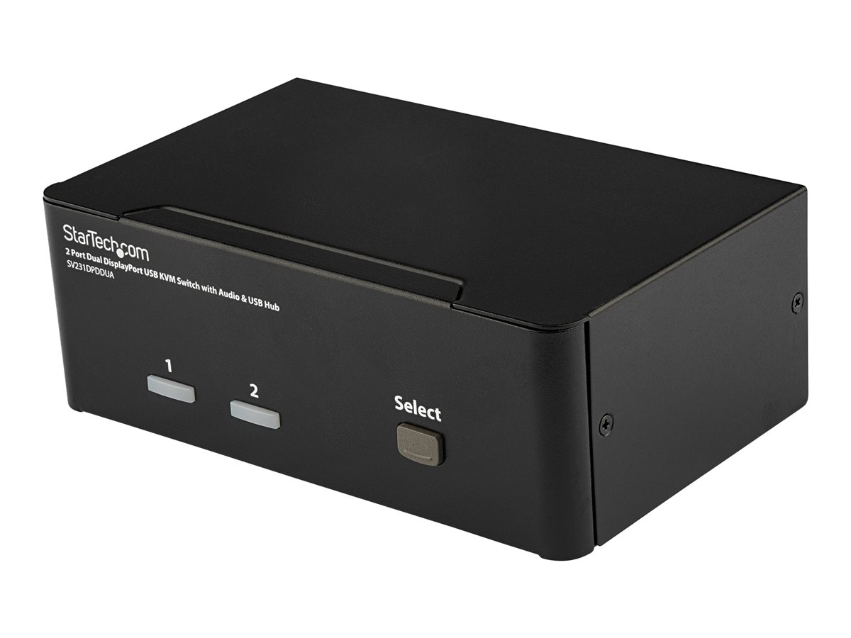 StarTech.com Dual Monitor DisplayPort KVM Switch - 2 Port - USB 2.0 Hub - Audio and Microphone - DP KVM Switch (SV231DPDDUA) - přepínač KVM / audio - 2 porty
