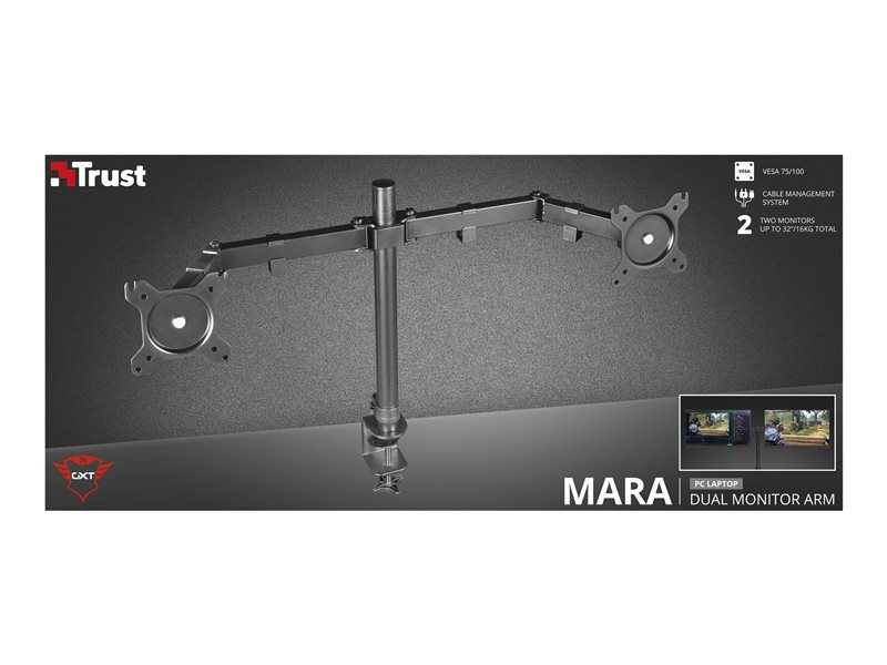 TRUST Support articulé MARA pour 2écrans