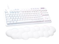 Logitech G713 Wired Gaming Keyboard, Clicky Switches (GX Blue), and Keyboard Palm Rest, White Mist 