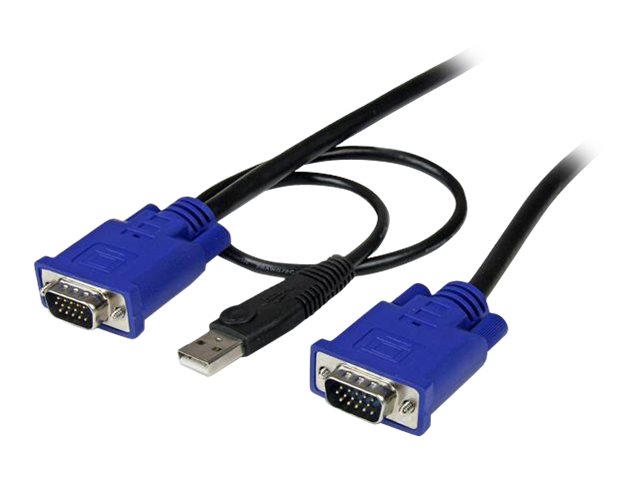 StarTech.com 6 ft Ultra-Thin USB 2-in-1 KVM Cable - Keyboard / video / mouse / USB cable - USB, HD-15 (VGA) (M) to HD-15 (VGA) (M) - 6 ft - black - SVECONUS6