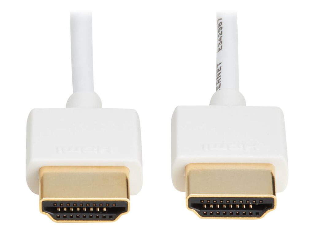 Eaton Tripp Lite Series Slim High-Speed HDMI Cable w Ethernet and Digital Video/Audio UHD 4K 60Hz MM White 6ft