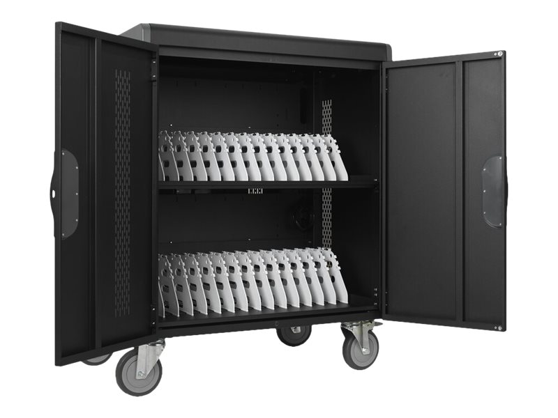 Kensington AC32 cart for 32 tablets / Open view Left-angle 79432