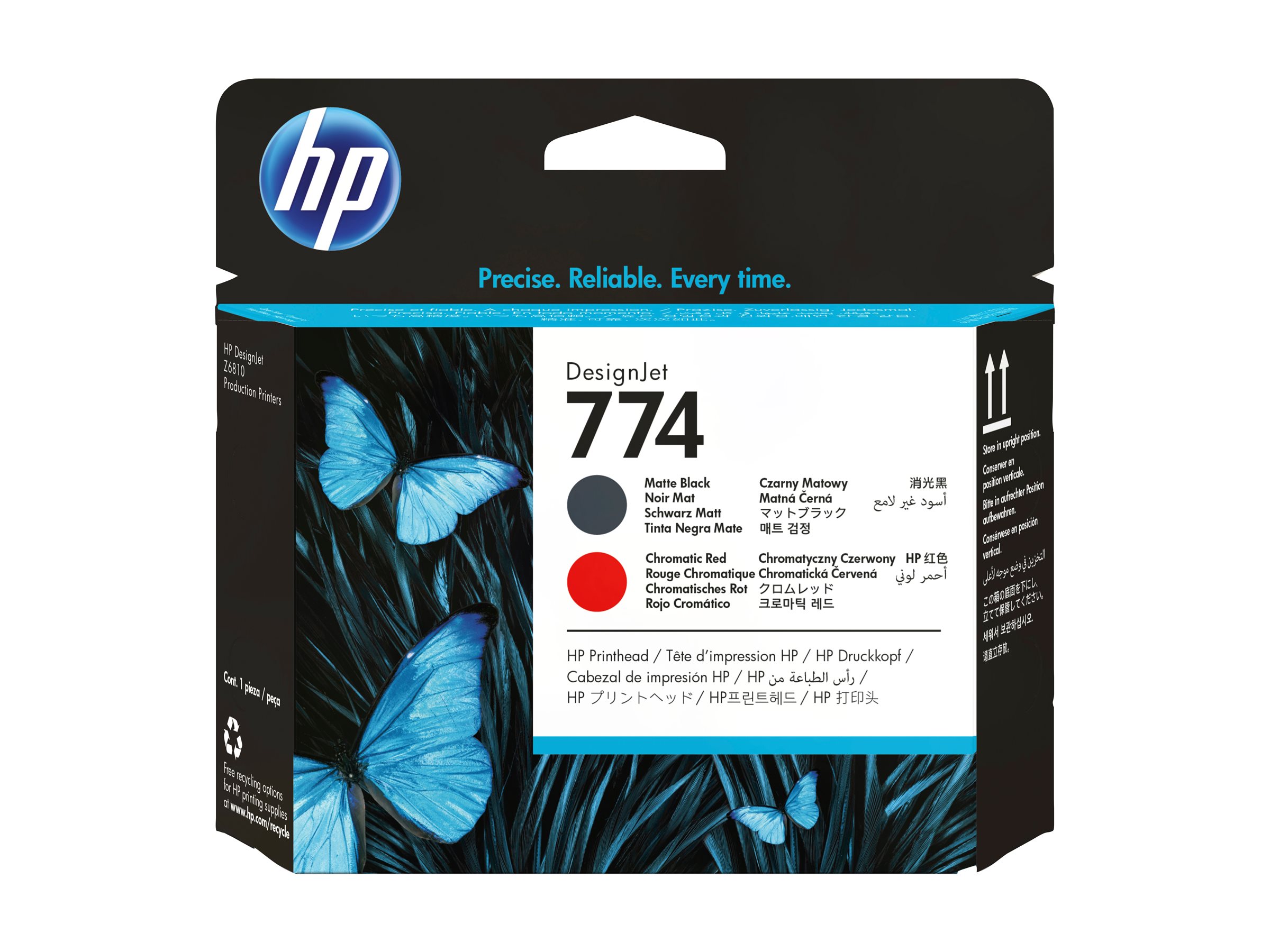 HP 774 matte black chromatic red Package view Front 80043