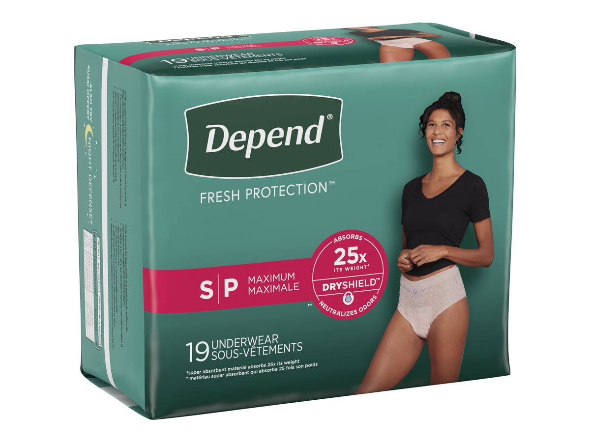 Depend Fresh Protection Adult Incontinence Underwear for Women - Maximum -  Small/19 Count