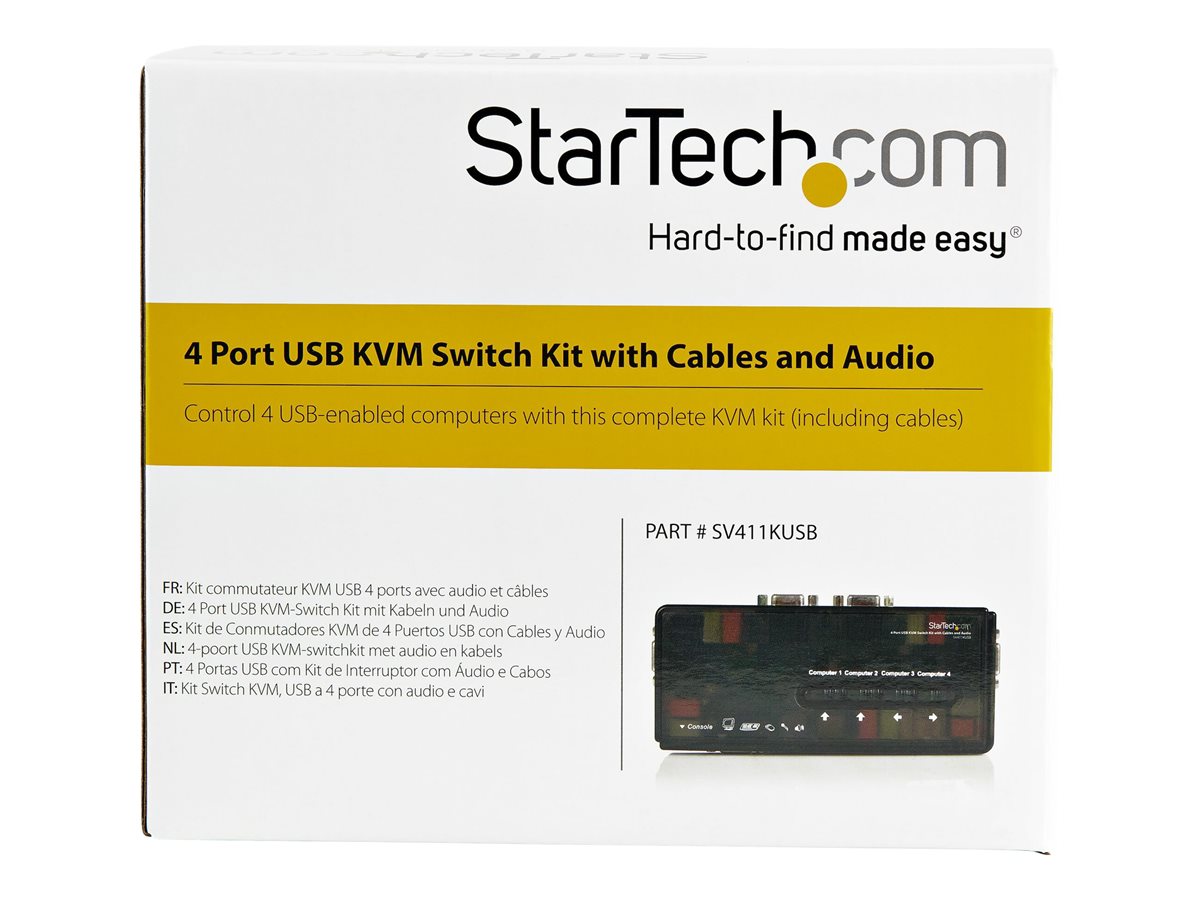 StarTech.com 4 Port Black USB KVM Switch Kit with Cables and Audio - desktop KVM Switch - VGA KVM Switch - USB KVM Switch 4 Port (SV411KUSB) - přepínač KVM / audio - 4 porty – foto 3