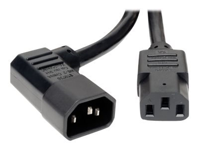 Tripp Lite 10ft Power Cord Extension Cable Left Angle C14 to C13 Heavy Duty 15A 14AWG 10'