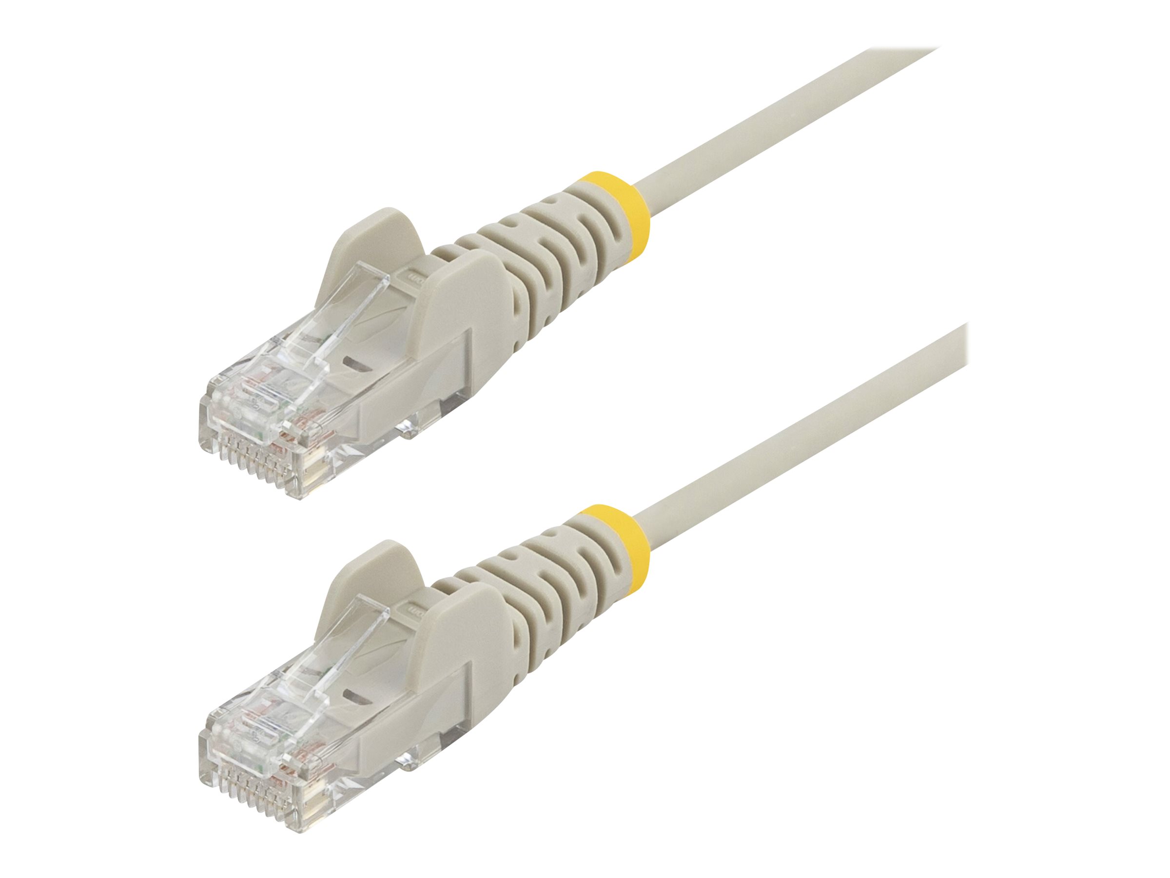 An image of Startech 2m Slim LSZH CAT6 Ethernet Cable, 10 Gigabit Snagless RJ45 100W PoE Patch Cord, CAT 6 10GbE UTP Network Cable w/Strain Relief, Grey, ETL, Low Smoke Zero Halogen - Category 6 - 28AWG (N6PAT200CMGRS) - patch cable - 2 m - grey