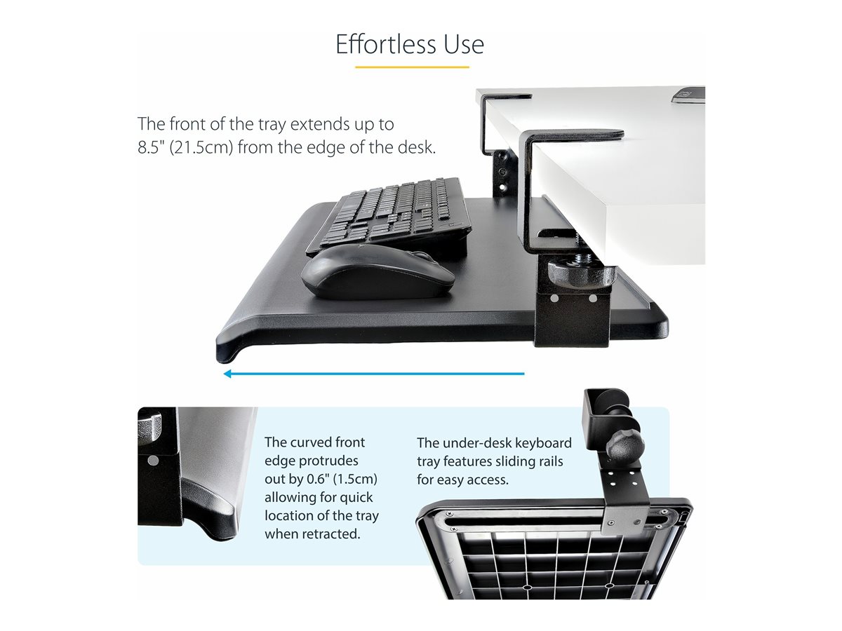 StarTech.com Under-Desk Keyboard Tray, Clamp-on Keyboard Holder, Supports up to 12kg (26.5lb), Sliding Keyboard and Mouse Drawer with C-Clamps, Height Adjustable Keyboard Tray - Black - Ergonomic Keyboard Tray (KEYBOARD-TRAY-CLAMP1) - keyboard tray – foto 4