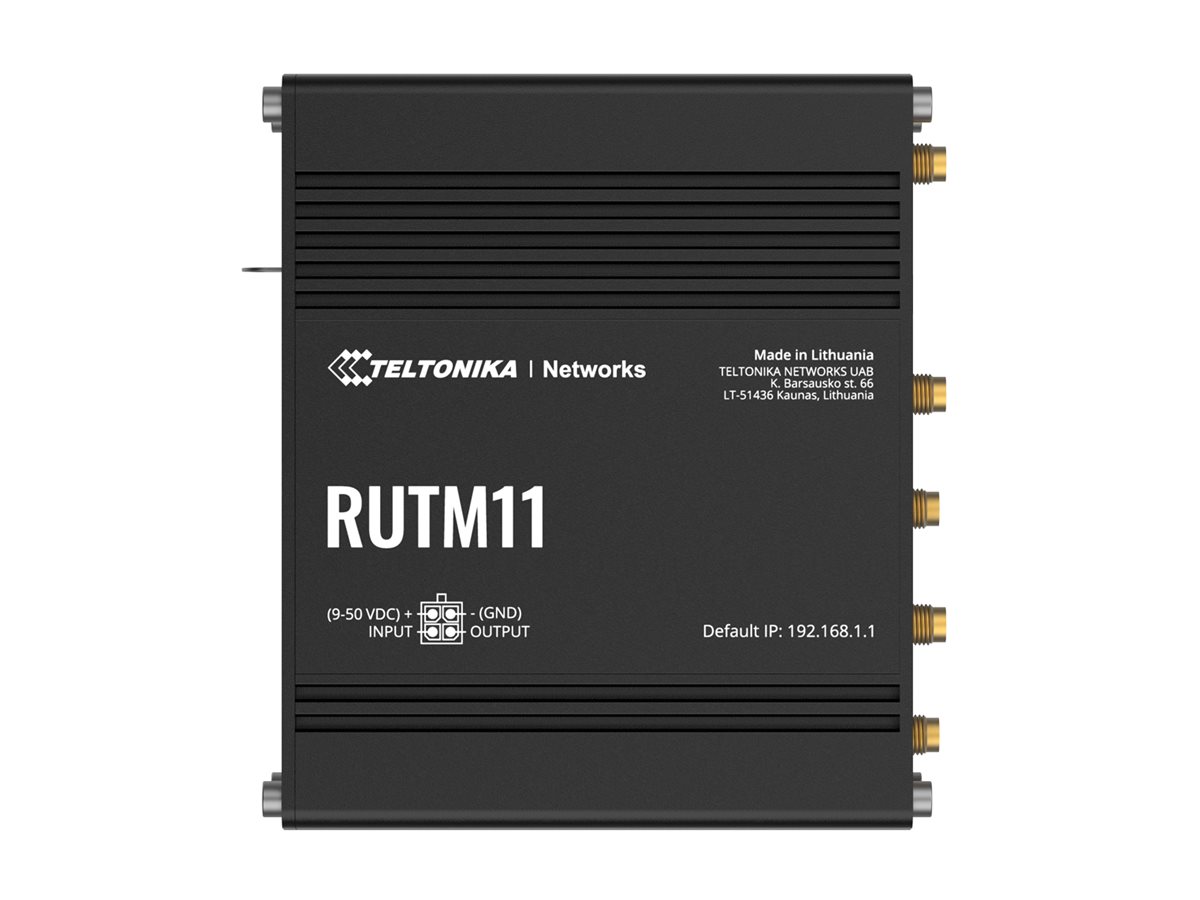 Teltonika RUTM11 wireless router WWAN Wi-Fi 5 LTE 3G 4G DIN rail mountable Product shot Left-angle 79750