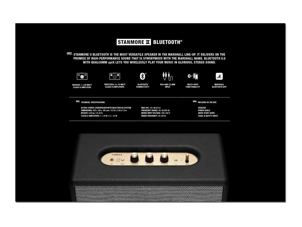 Marshall Stanmore II Bluetooth Speaker - Black - 1002485 - Open Box or  Display Models Only