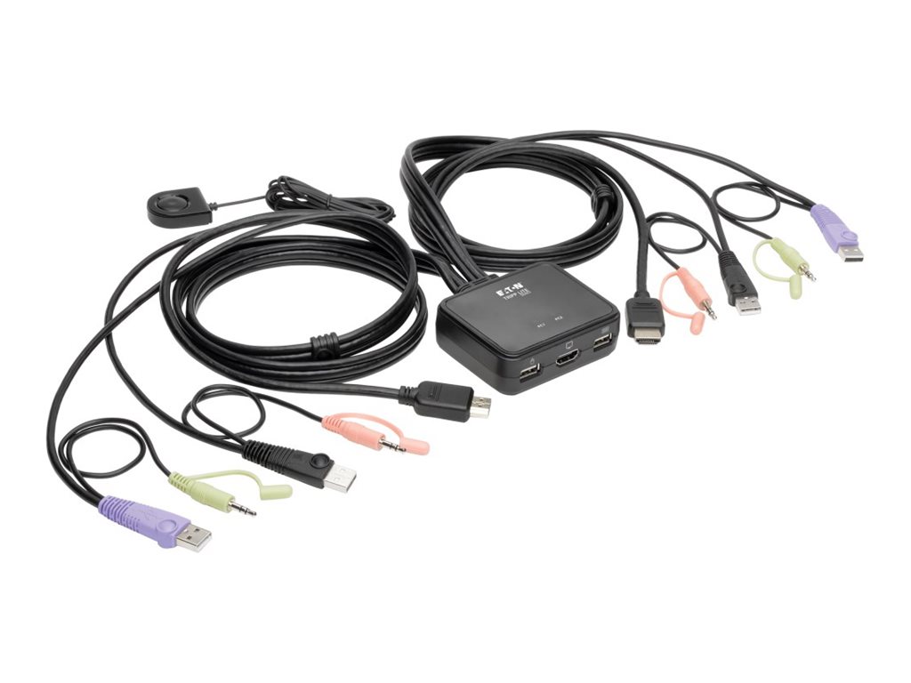 Eaton Tripp Lite series 2-Port USB/HD Cable KVM Switch with Audio/Video, Cables and USB Peripheral Sharing