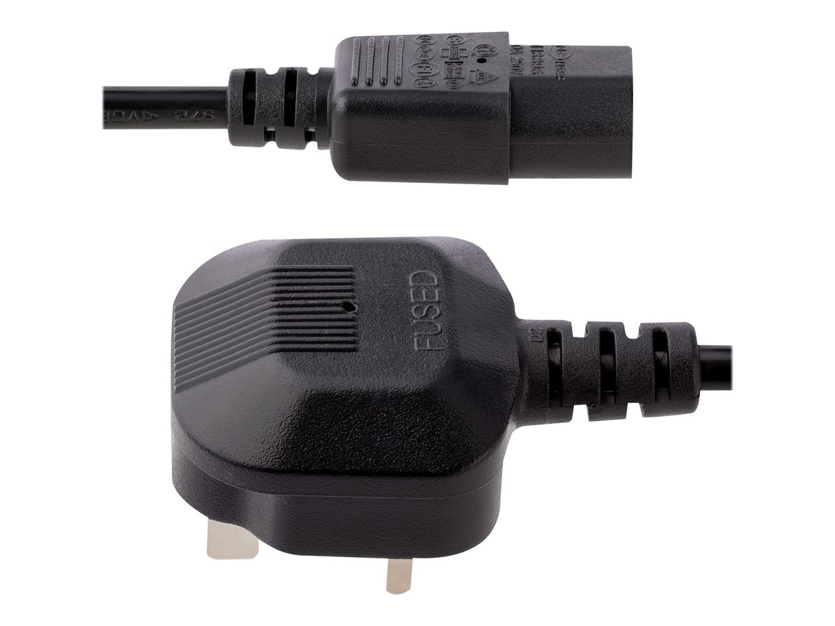 StarTech.com 6ft (1.8m) UK Computer Power Cable, 18AWG, BS 1363 to C13 Power Cord, 10A 250V, Black Replacement AC Power Cord, Monitor Power Cable, BS 1363 to IEC 60320 C13 Kettle Lead - PC Power Supply Cable - elektrický kabel - power IEC 60320 C13 do BS 1363 - 1.8 m – foto 5