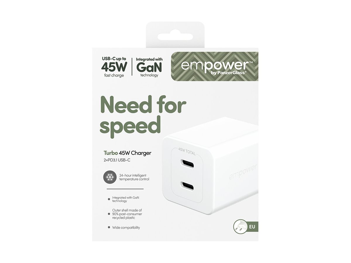 PanzerGlass empower nabíječka Turbo GaN 45 W 2x USB-C, bílá – foto 3
