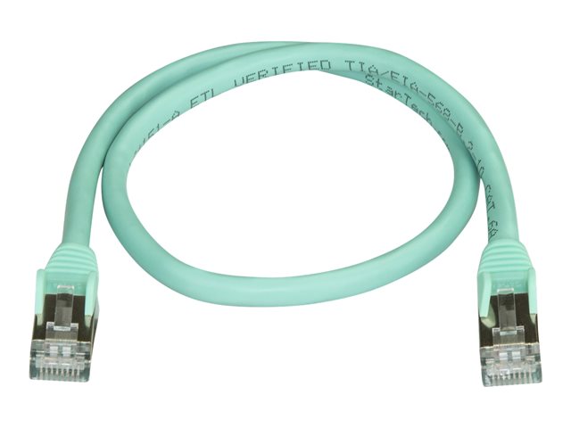 StarTech.com 50cm CAT6A Ethernet Cable, 10 Gigabit Shielded Snagless RJ45 100W PoE Patch Cord, CAT 6A 10GbE STP Network Cable w/Strain Relief, Aqua, Fluke Tested/UL Certified Wiring/TIA - Category 6A - 26AWG (6ASPAT50CMAQ) - patch kabel - 50 cm - vodě - barva – foto 7