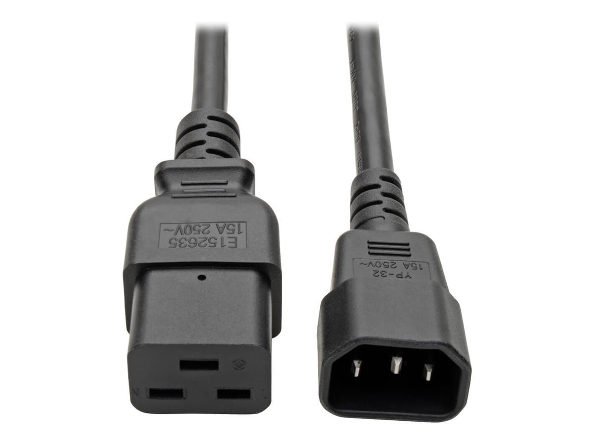 Tripp Lite 2ft Power Cord Extension Cable C19 to C14 Heavy Duty 15A 14AWG 2'