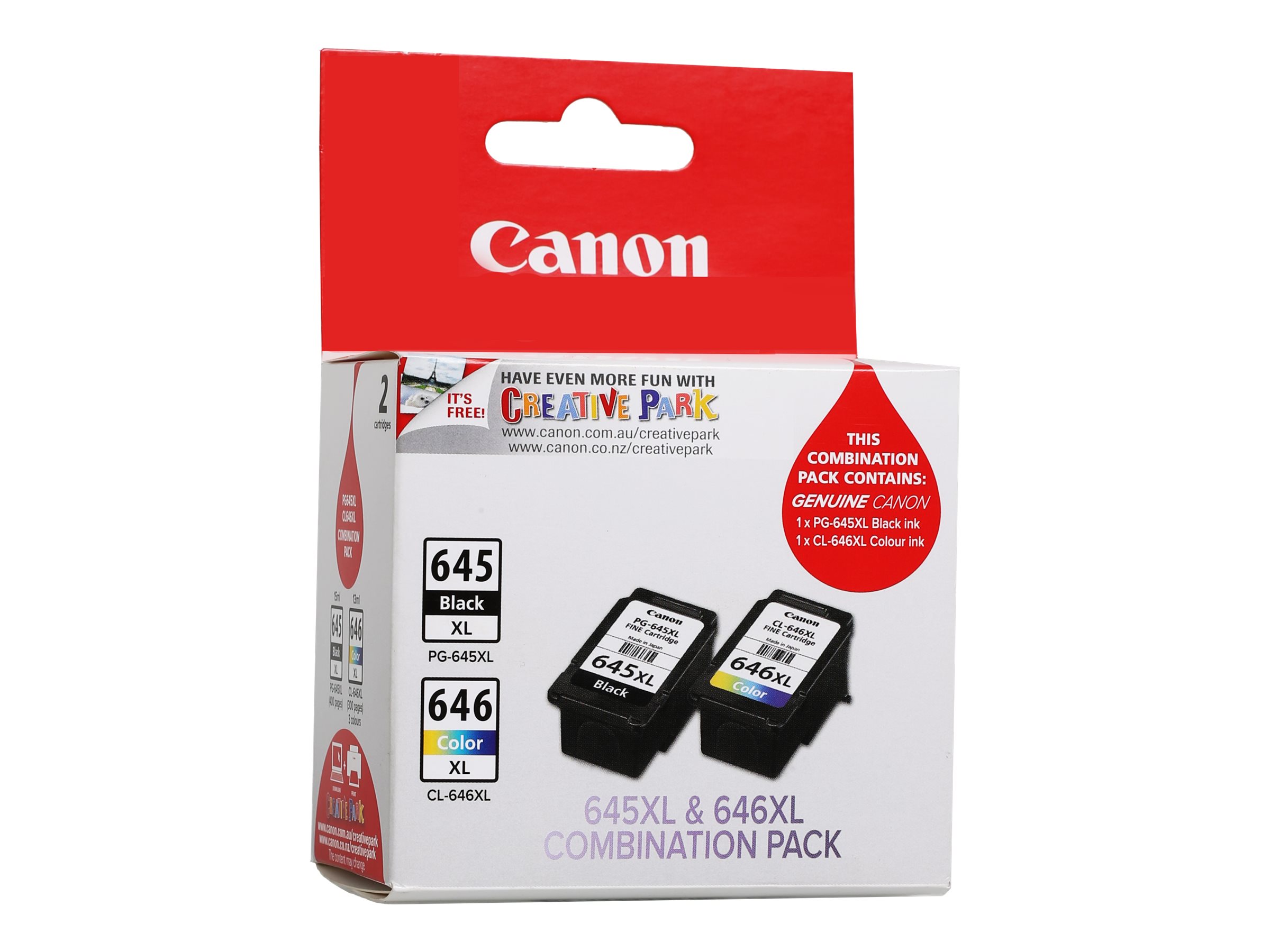 Canon Combination Pack PG-645XL and CL-646XL 2-pack High Yield black colour (cyan magenta Package view Front 79975