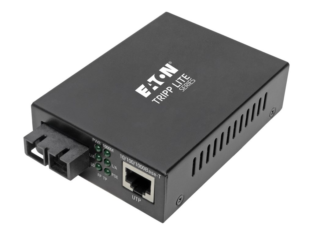 Tripp Lite Gigabit Singlemode Fiber to Ethernet Media Converter, POE+