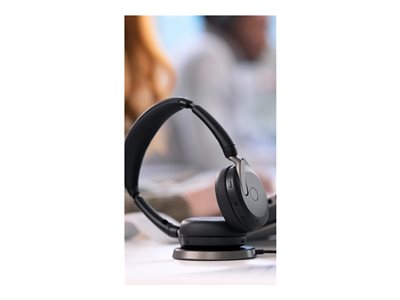 Jabra Evolve2 65 Flex UC Stereo - Headset - on-ear - Bluetooth - wireless - active  noise cancelling - USB-C - black - with wireless charging pad - Optimised  for UC (26699-989-889) for business | Atea eShop