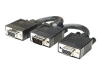 Manhattan SVGA Y Cable, HD15, 15cm, Male to Females, Splits an SVGA connection between two monitors, Compatible with VGA, Ful