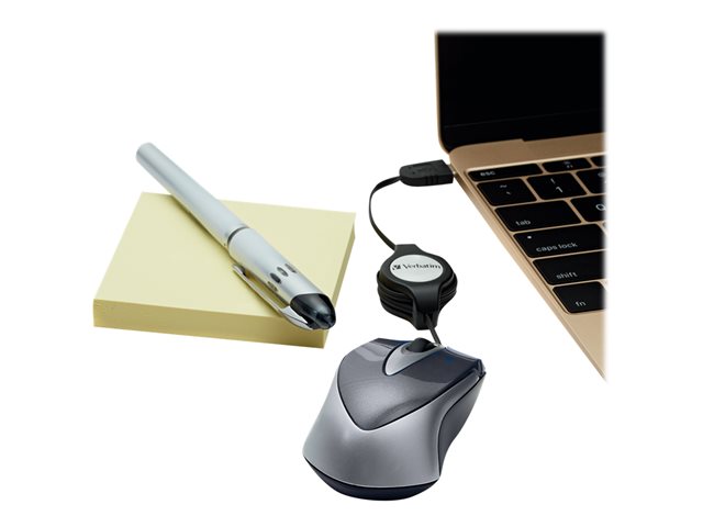 Verbatim Mini Travel Mouse - Mouse - optical - 3 buttons - wired - USB - black