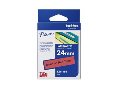TZE-451 LAMINATED TAPE 24MM 8M BLACK ON RED