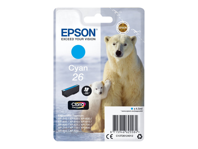EPSON 1LB 26 cyan ink claria prem w/s C13T26124022