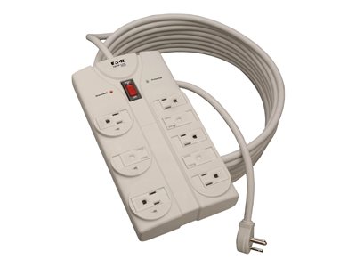 Tripp Lite Protect It! 8-Outlet Surge Protector, 25 ft. Cord with Right-Angle Plug, 1440 Joules, Diagnostic LEDs, Light Gray Housing