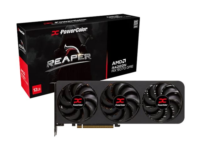 PowerColor Reaper graphics card Radeon RX 9070 GRE 12 What's in the box Front 76879