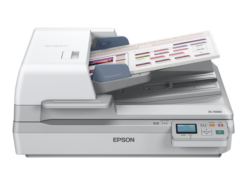 Epson WorkForce DS-70000N - Dokumentenscanner - Duplex - A3 - 600 dpi x 600 dpi - bis zu 70 Seiten/Min. (einfarbig) / bis zu 70 Seiten/Min. (Farbe) - automatischer Dokumenteneinzug (200 Blätter) - bis zu 8000 Scanvorgänge/Tag - Gigabit LAN