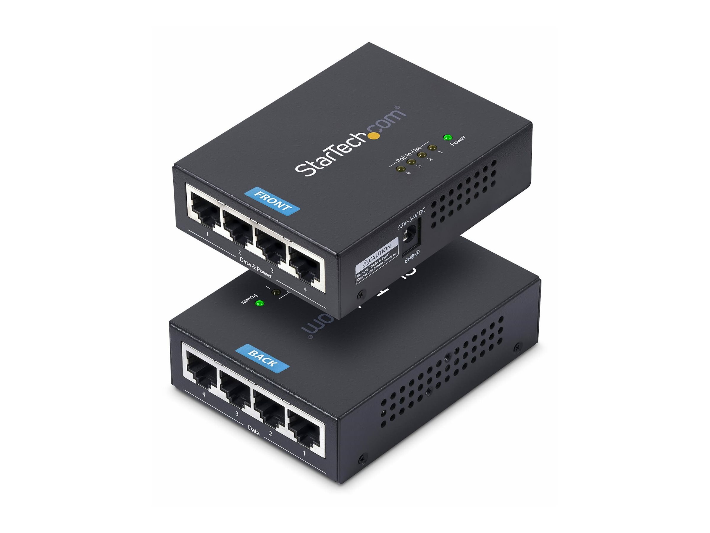 StarTech 4-Port Gigabit PoE+ Midspan, Power over Ethernet Injector