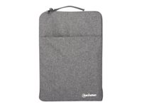 Manhattan Seattle Laptop Sleeve 15.6", Grey, Padded, Extra Soft Internal Cushioning, Main Compartment with double zips, Zippe