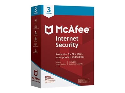 McAfee Internet Security Box pack (1 year) 3 devices Win, Mac, Android, iOS English 