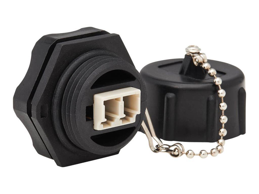Eaton Tripp Lite Series Rigid Industrial IP68 Duplex Multimode Fiber Coupler (LC/LC) with Dust Cap, 10G Ethernet