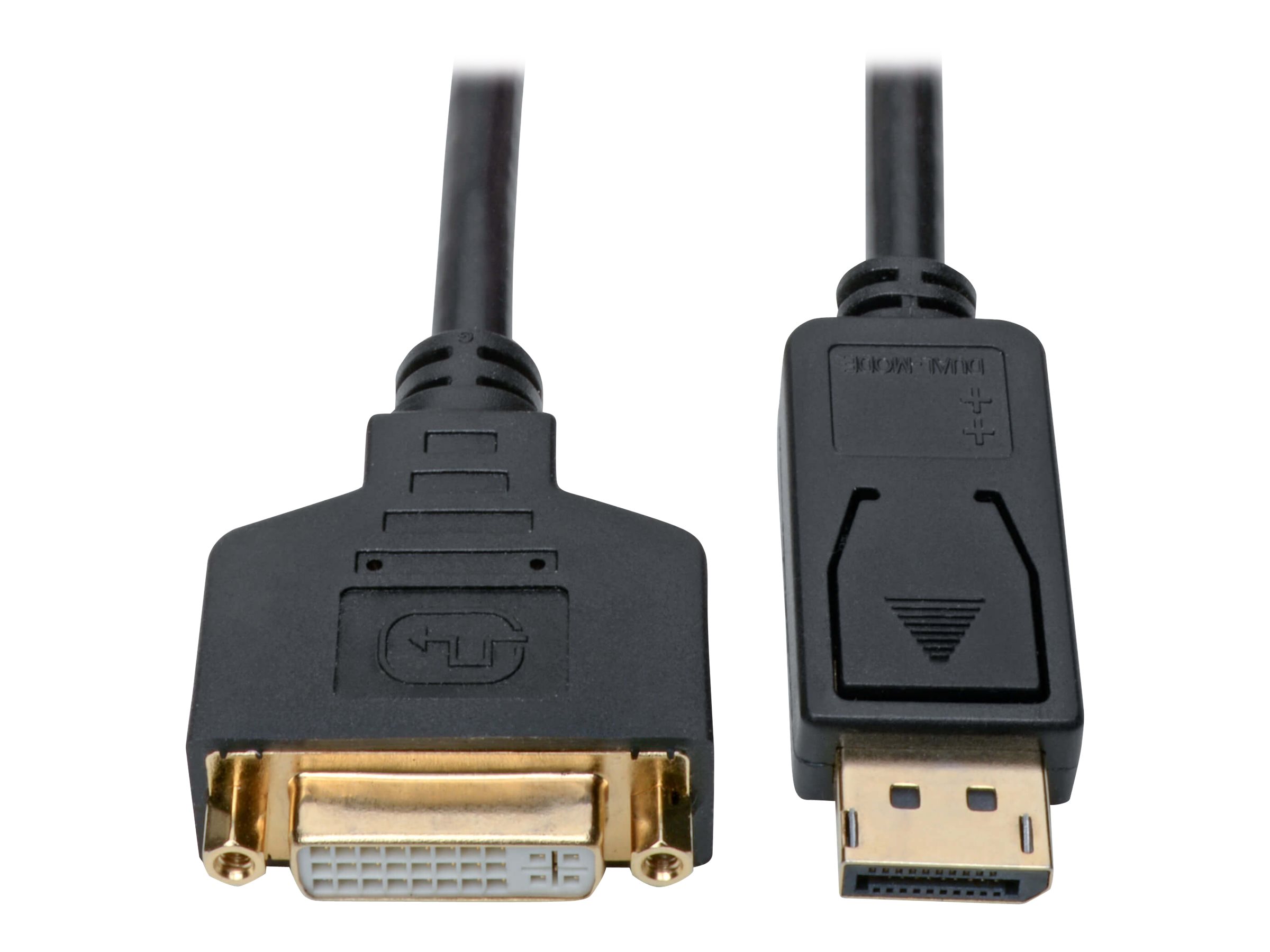 Tripp Lite DisplayPort to DVI Adapter Converter Cable M/F 1080p Black DP to DVI 1ft